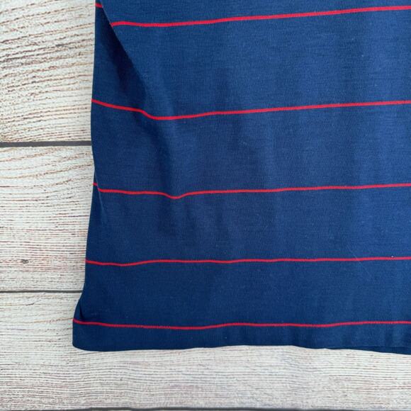 Vintage 80's Disney Mickey Mouse Striped Polo Shirt Men's Large Navy Blue/Red - Picture 4 of 11